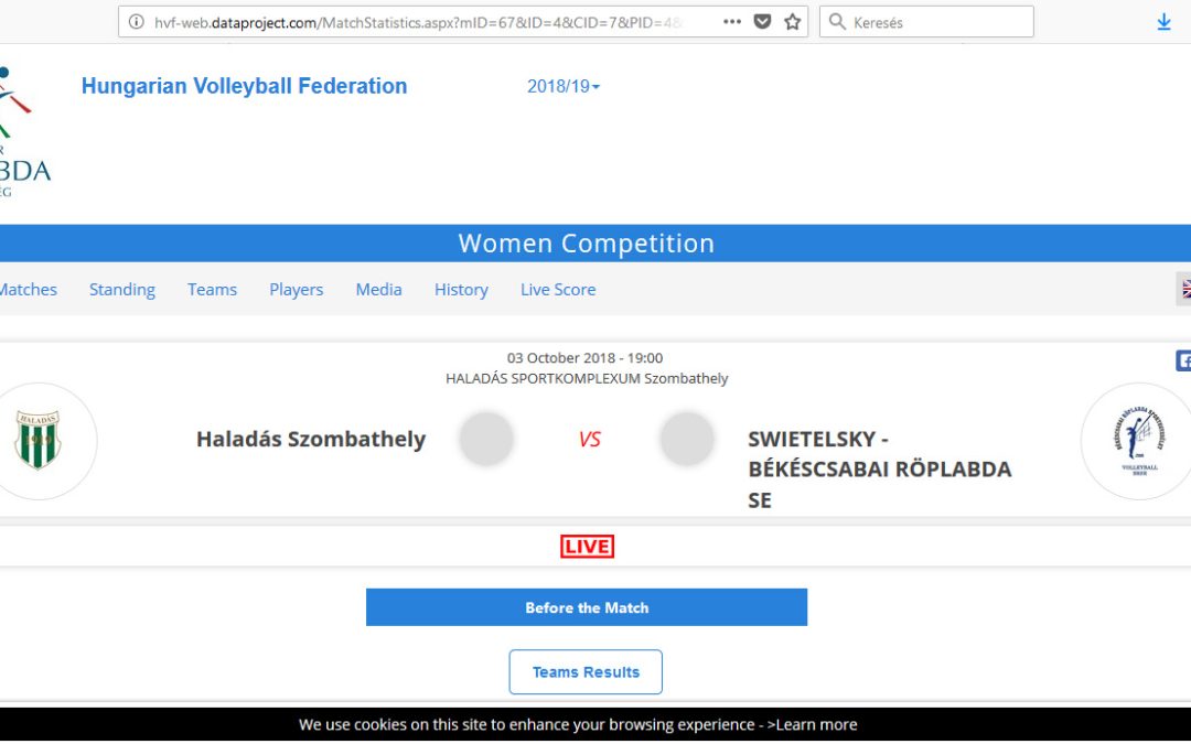 Élő pontkövetés és statisztika a női Extraliga mérkőzéseiről!